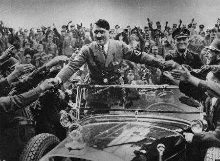 1933:  Adolf Hitler (1889 - 1945), chancellor of Germany, is welcomed by supporters at Nuremberg.  (Photo by Hulton Archive/Getty Images)
